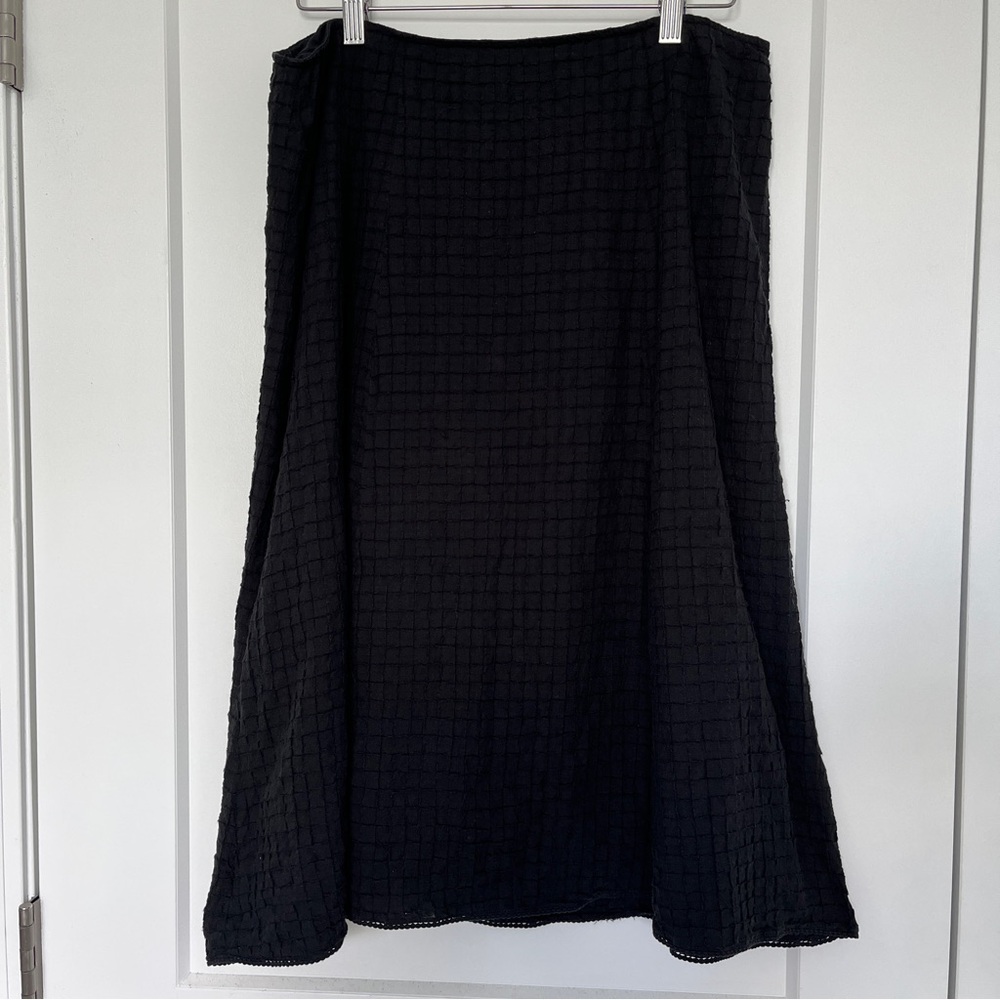 Eileen Fisher Textured Cotton Gauze A-Line Paneled Midi Skirt M